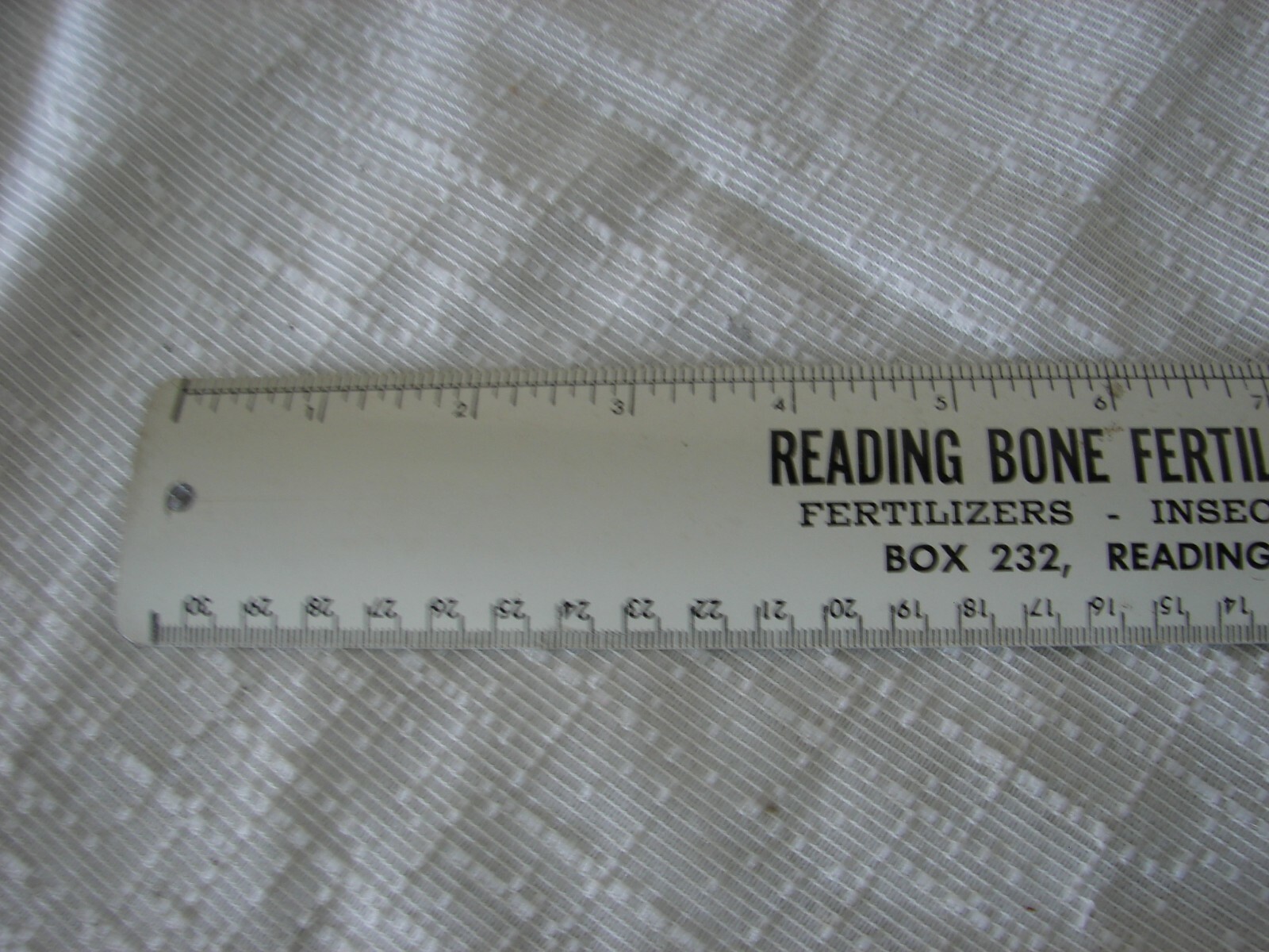Vtg. Metal 12″ Ruler Reading Bone Fertilizer Co. Reading, Pa Insecticides