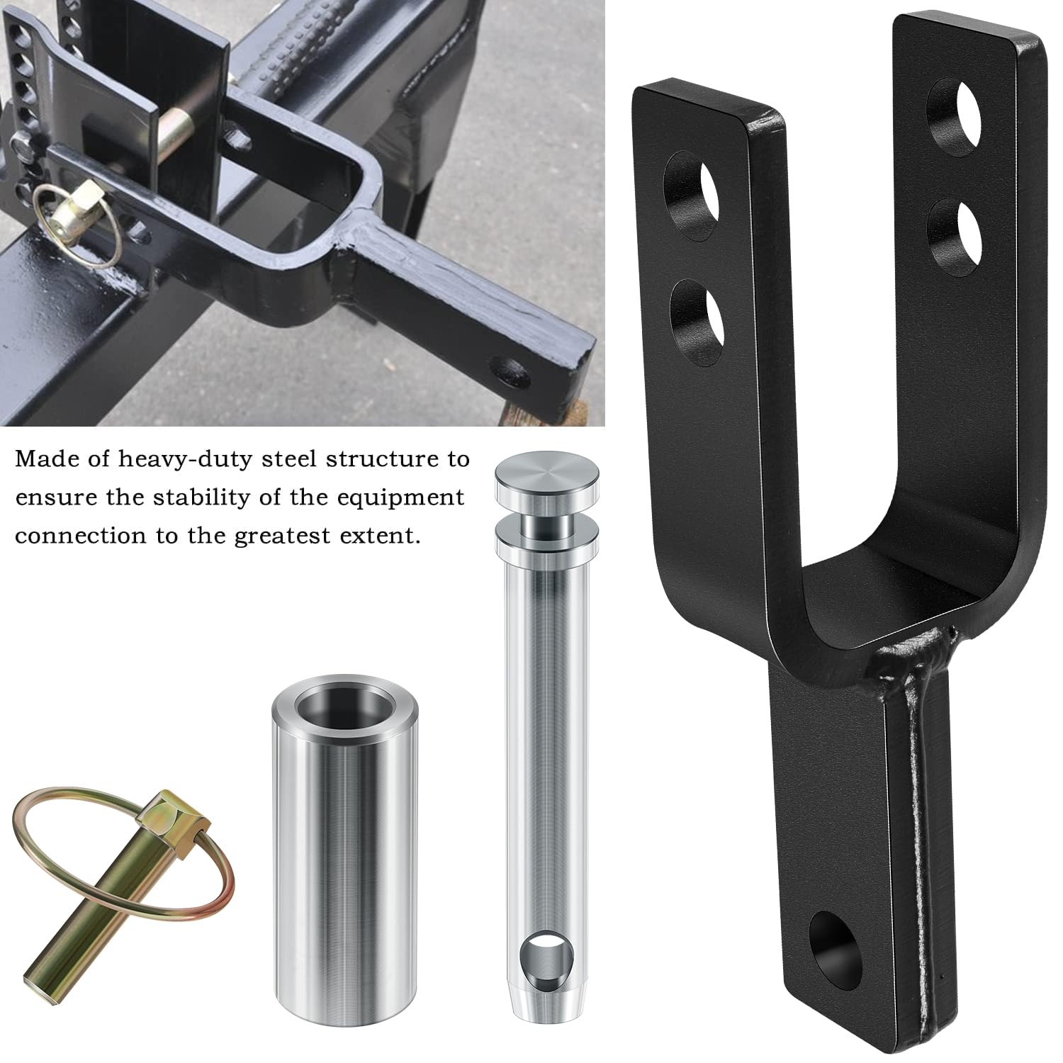 Versatile Quick Hitch Adapter with Adapter Sleeve Used to Adjust Link Bracket Mo