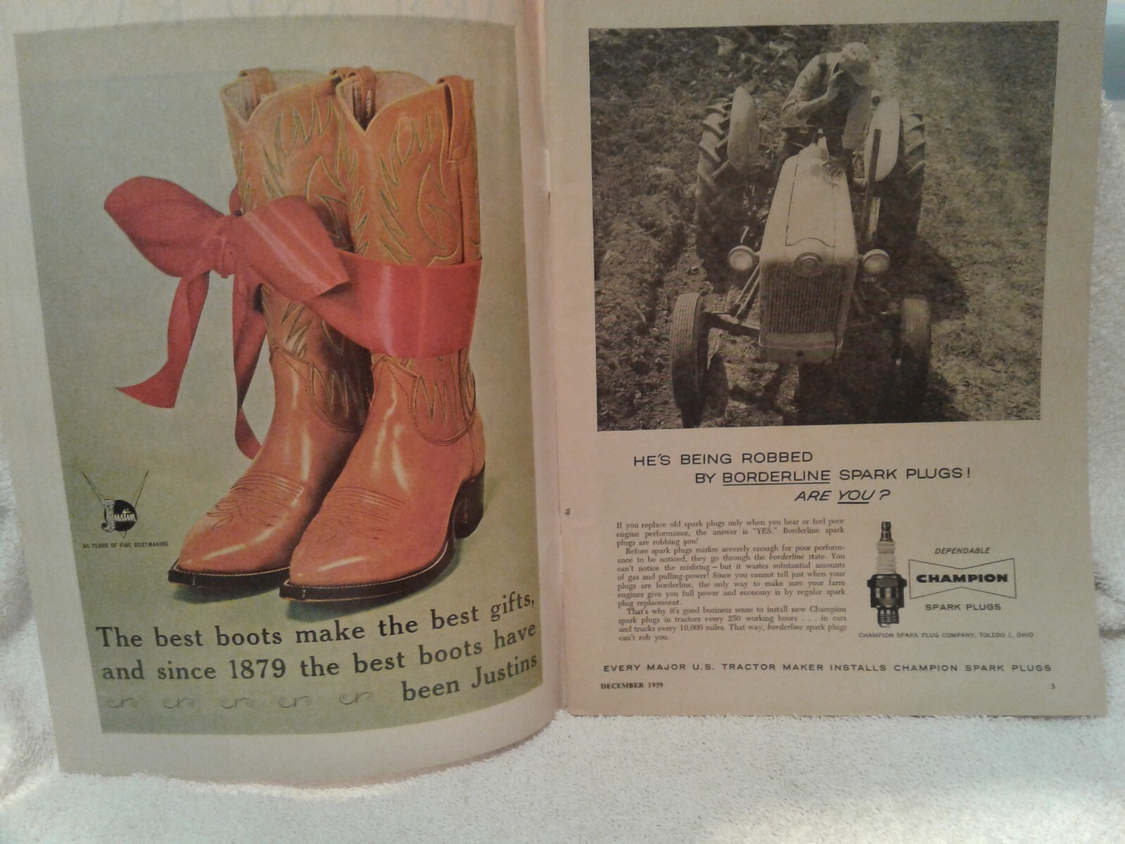 December 1959 FARM RANCH magazine business of farming advertising Camel Justin