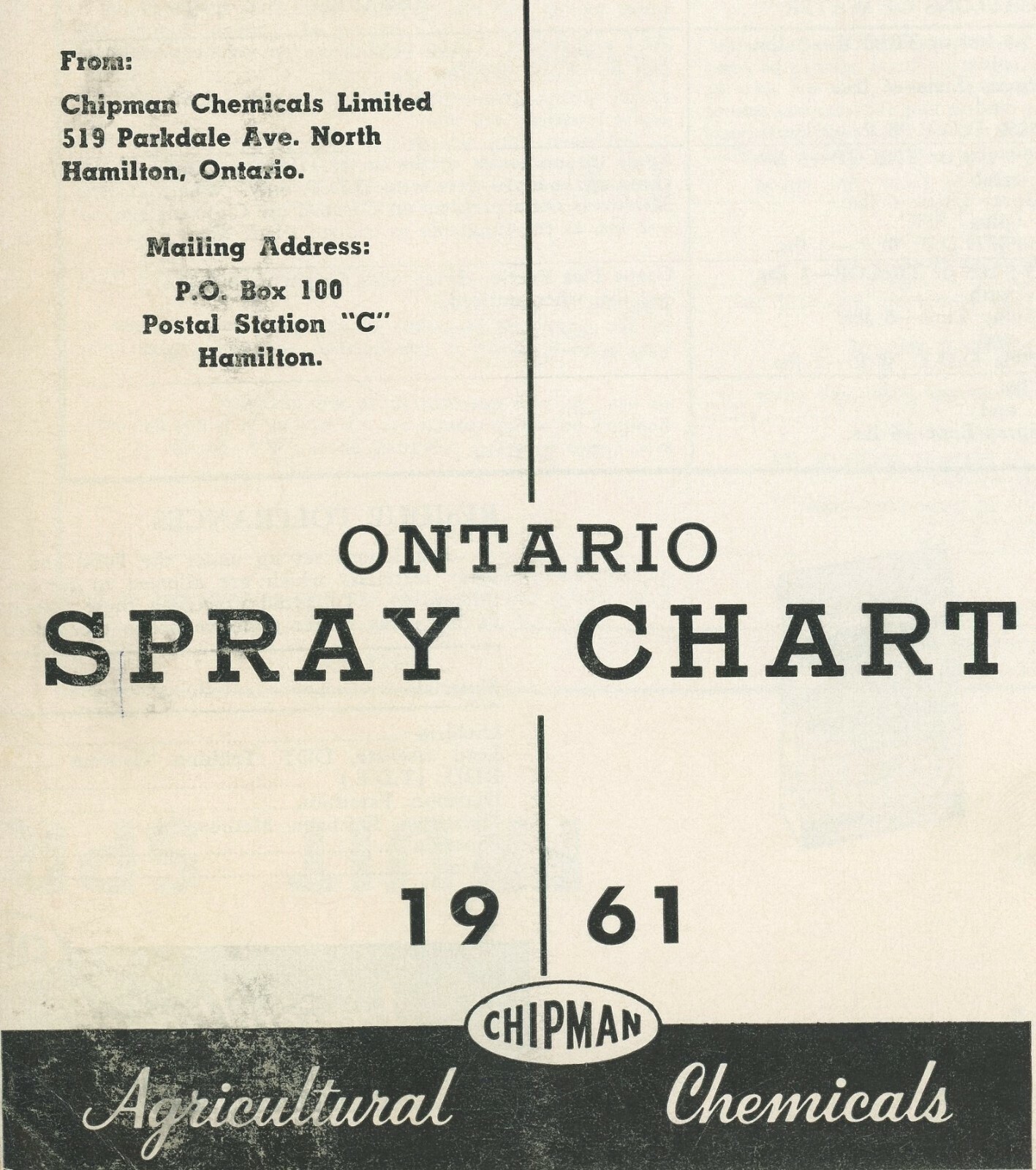 1961 Agriculture Ontario Fruit Spray Chart Chipman Chemicals Orchard E2J