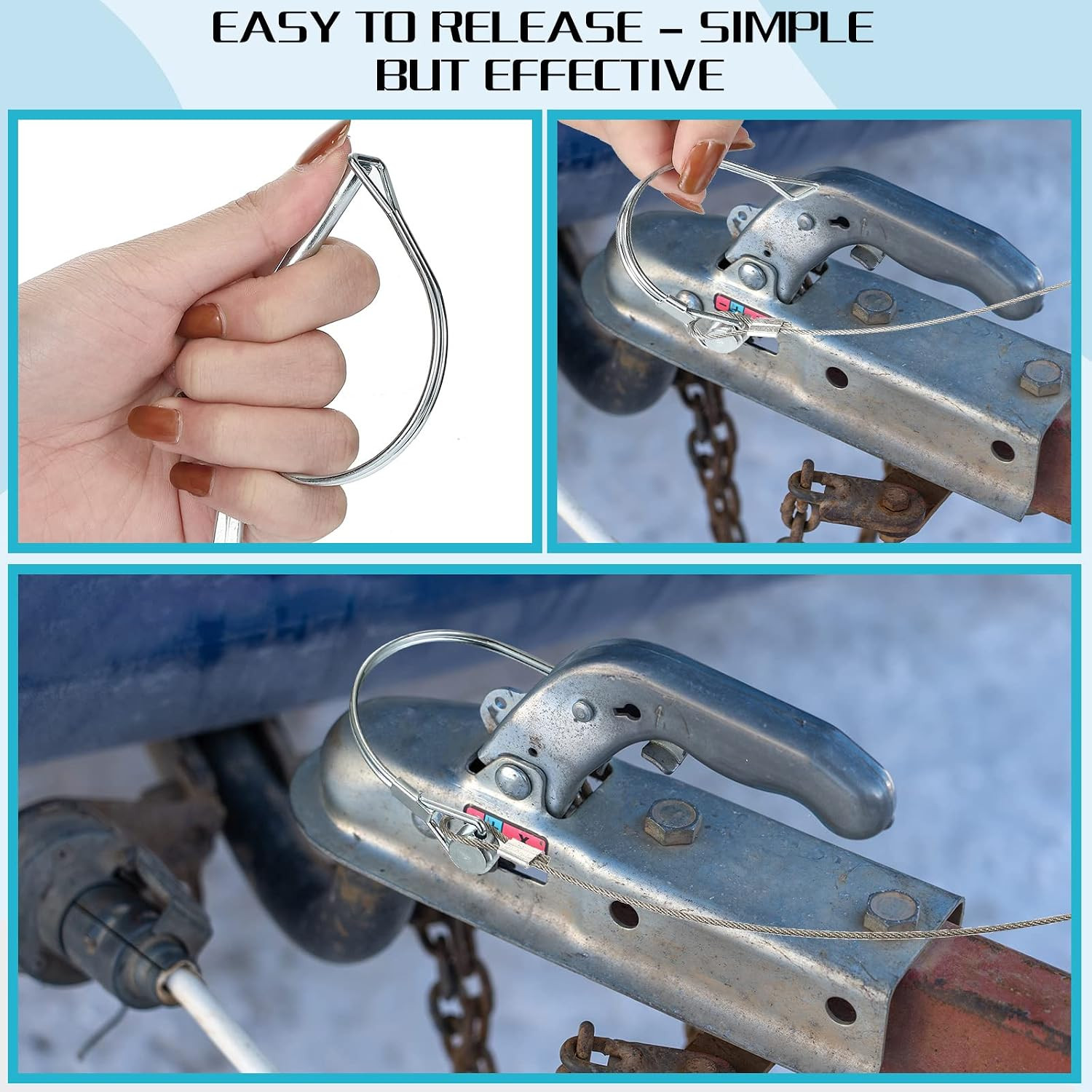 10 Pcs Trailer Coupler Pin with Steel Quick Release Ring, 2-3/4″ X 1/4″ (L X W)