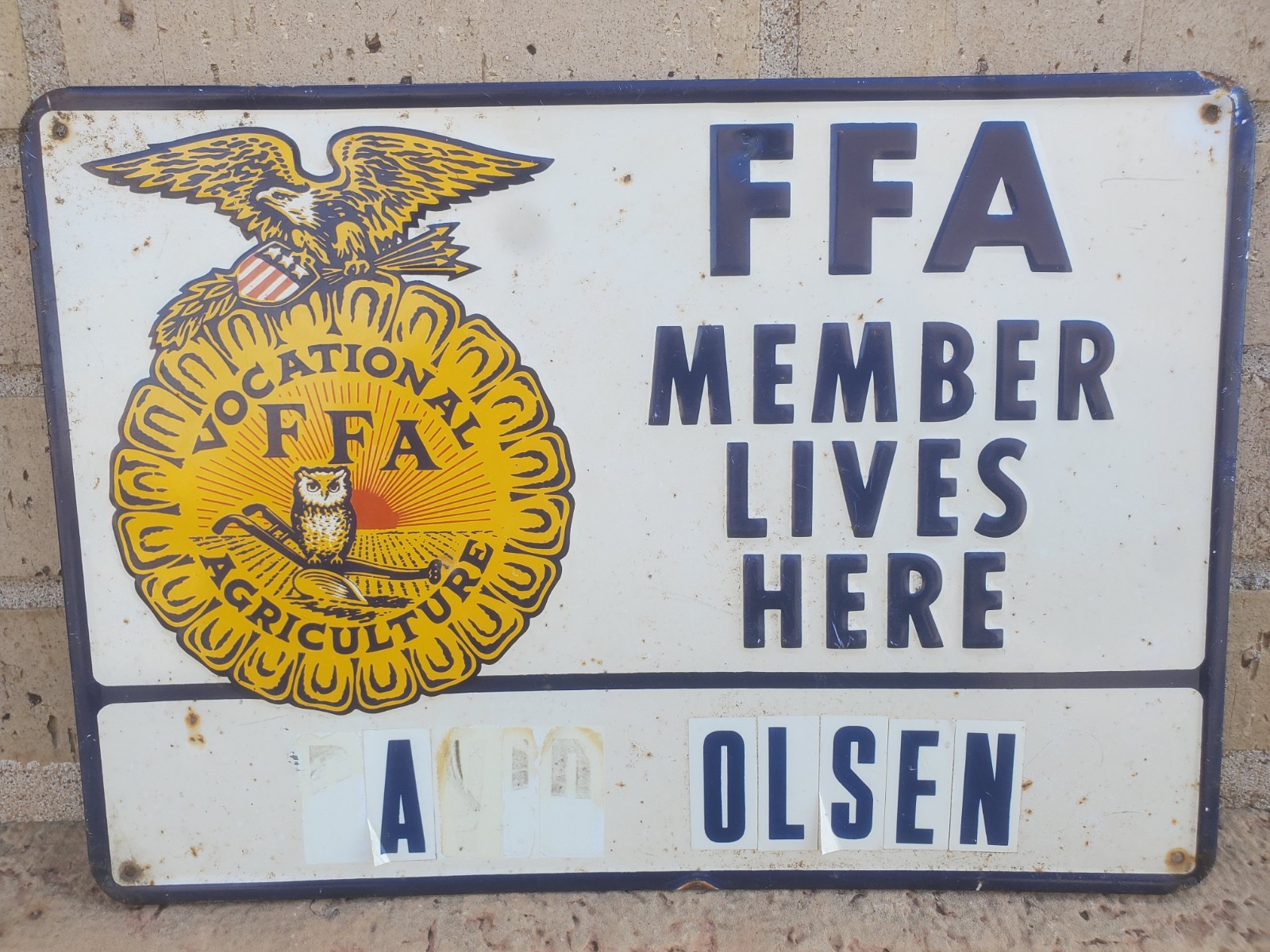 13-1/2″ X 9-1/2″ Metal Sign FFA Member Lives Here Vocational Agriculture Farmers