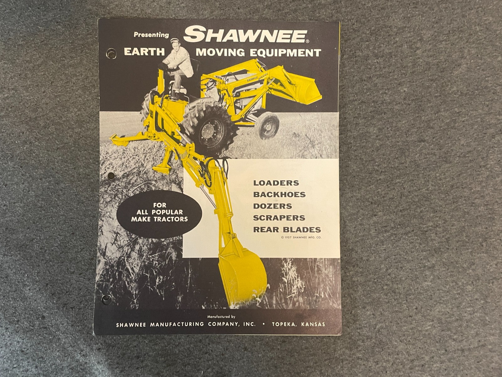 1950’s Shawnee Earth Moving Equipment Brochure Tractors Scrapers Backhoes Loader