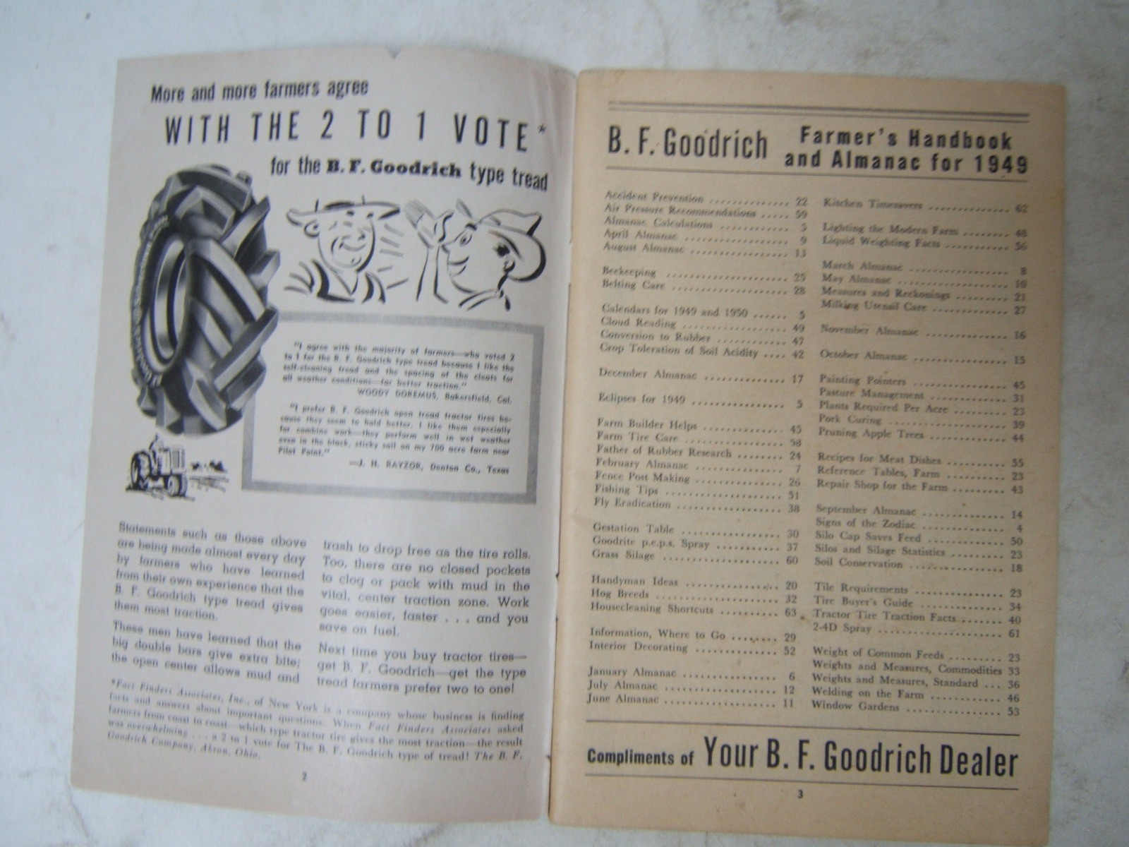 B F Goodrich Farmer’s Handbook and Almanac 1949 Good Condition