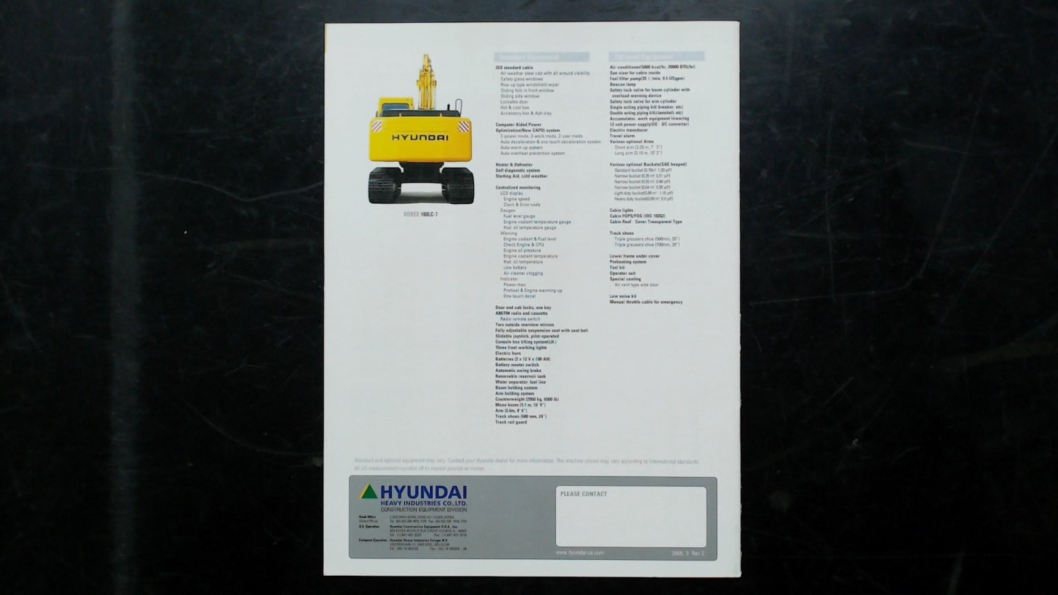 Hyundai 160LC-7 Crawler Excavator Brochure New 7 Series Heavy Equipment