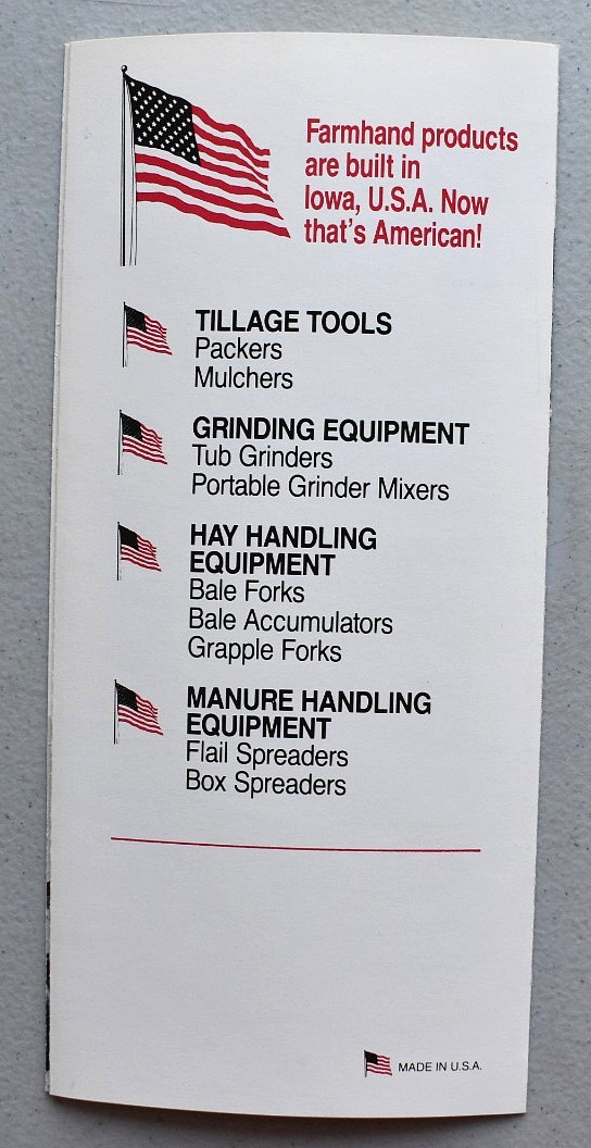 Farmhand Loader Vintage 1980’s BROCHURE Showing Scale Model Tractors JD, Case