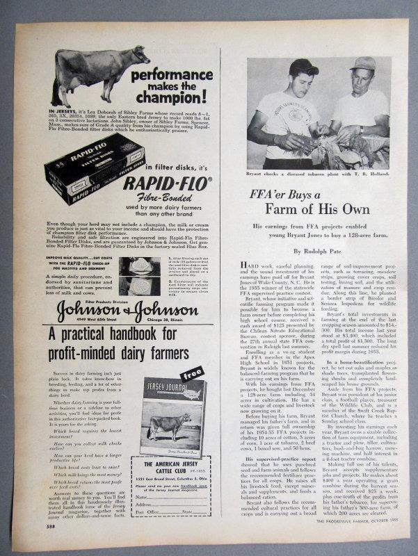 10×14 Original 1955 FFA Article Photo of Bryant Jones of Wake County N Carolina