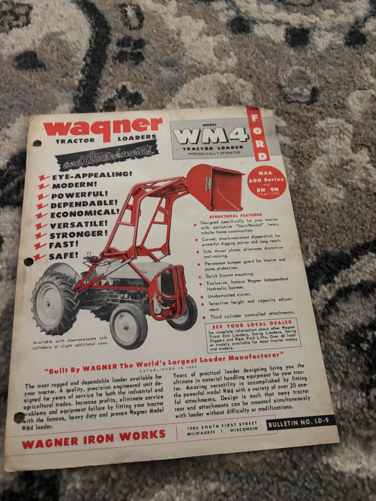 Wagner WM4 Loader Ford 600 Series 8N 9N Tractor Brochure FCCA25