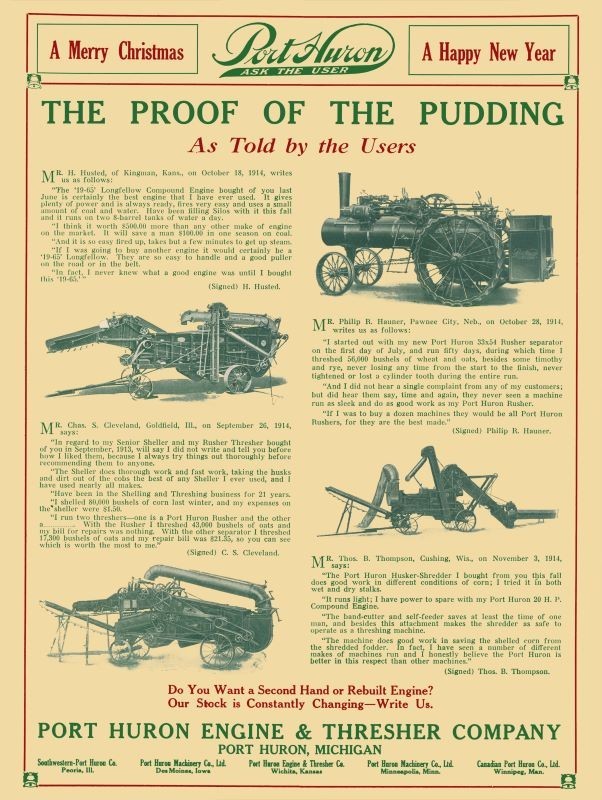 1915 Port Huron Engine & Thresher “As Told by Users” NEW METAL SIGN: 9×12″