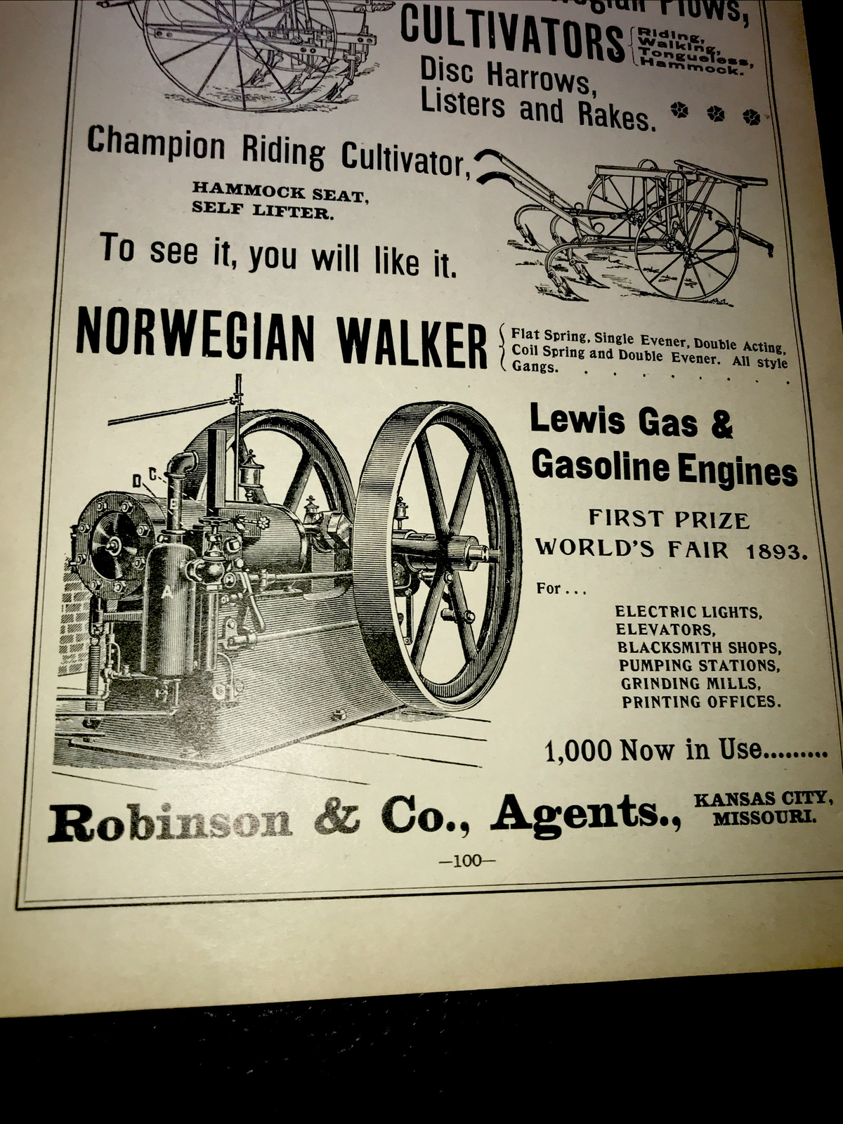 1898 Thompson Farm Advertising – Beloit – Wisconsin & Kansas City – Missouri