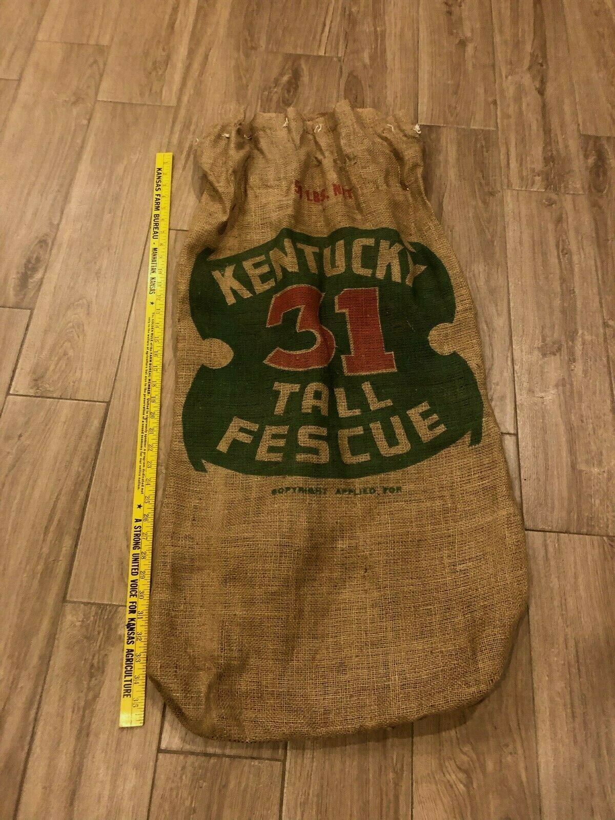Vintage Kentucky 31 Tall Fescue Seed 50 Lb. Burlap Bag Kansas City MO Mfg.