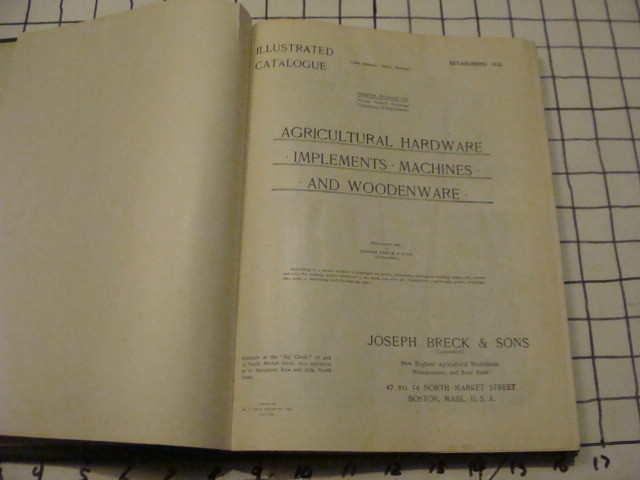original 1903 catalog Joseph Breck & sons AGRICULTURAL MACHINES HARDWARE 350pgs