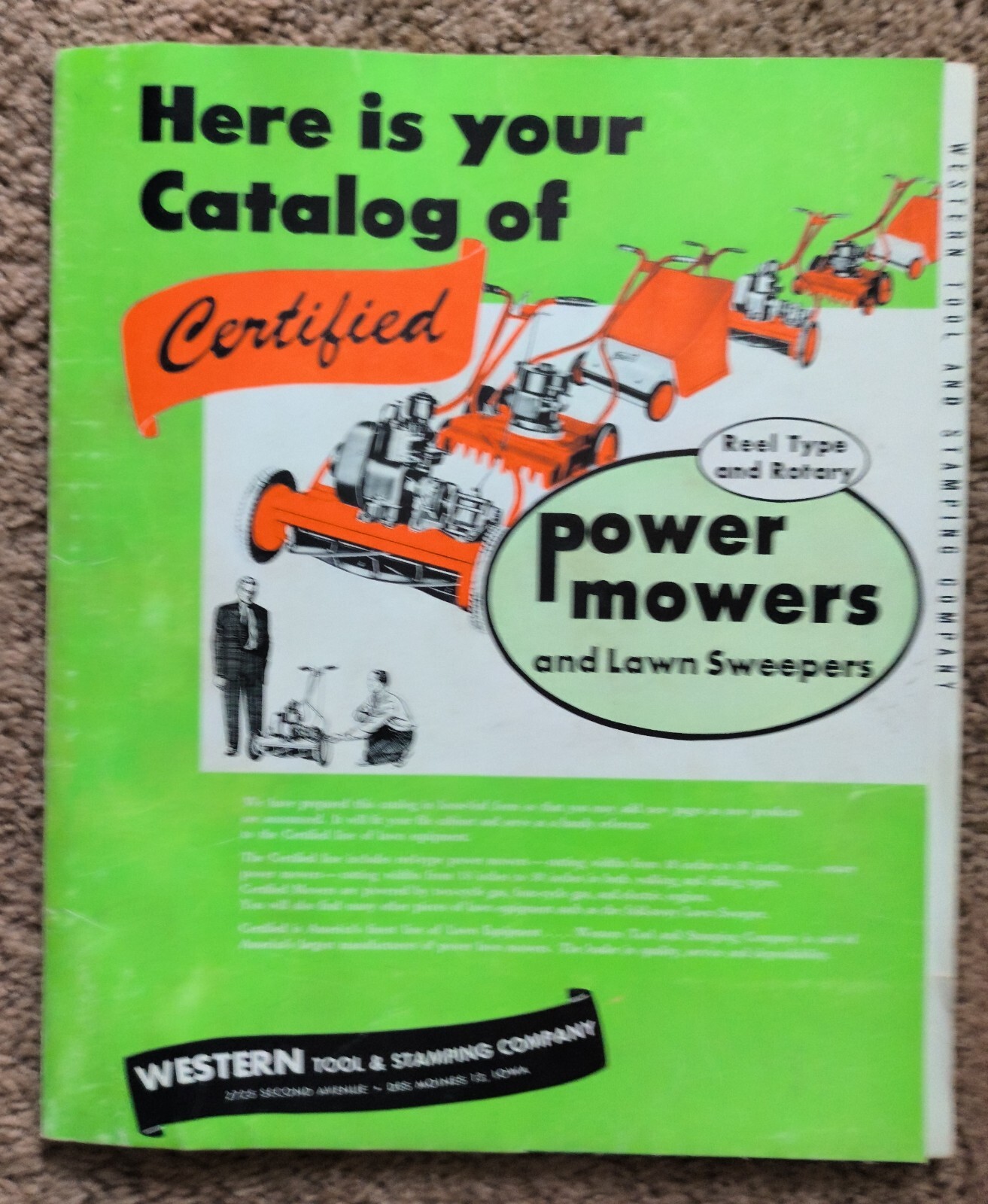 VTG 1950’s Certified Power Mowers Brochure Folder & 5 Mower / Accessory Flyers