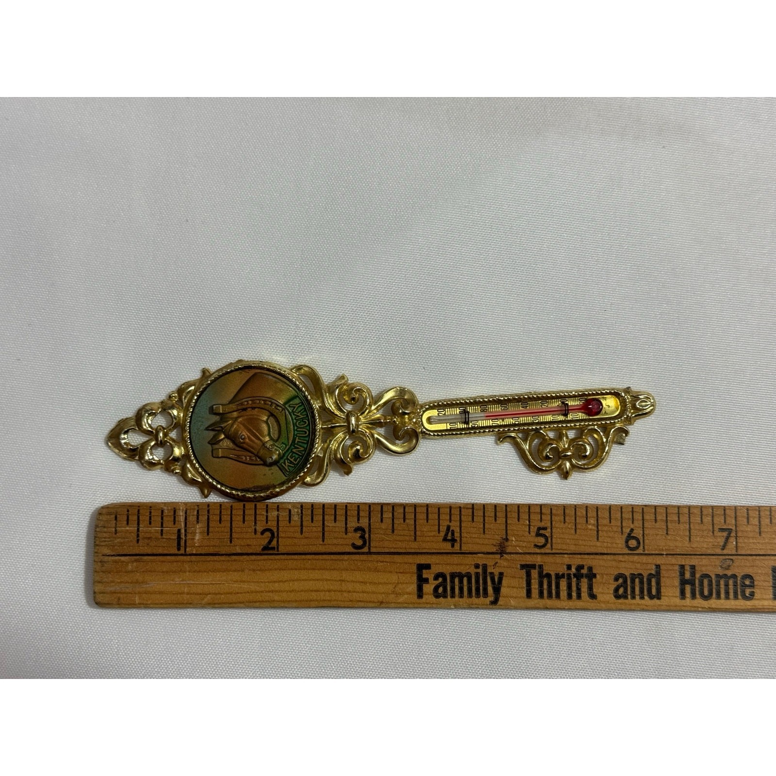 VTG KENTUCKY Key Shaped Wall Thermometer Souvenir Wood 6′