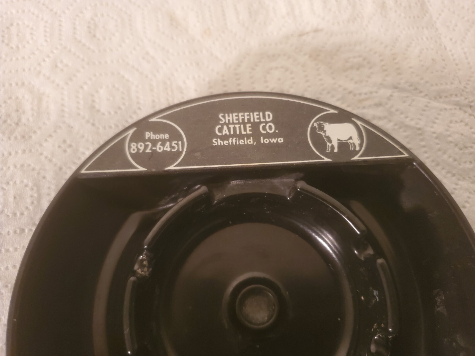 5-1/2″ Hard Plastic Ashtray Sheffield Cattle Company Sheffield Iowa Ranching