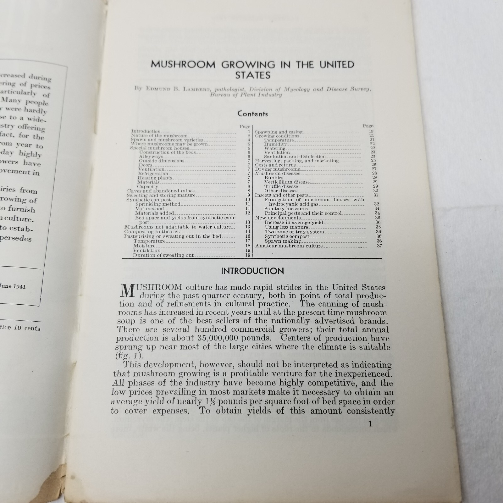 Mushroom Growing 1941 Farmers’ Bulletin Booklet 1875 USDA Photos Charts