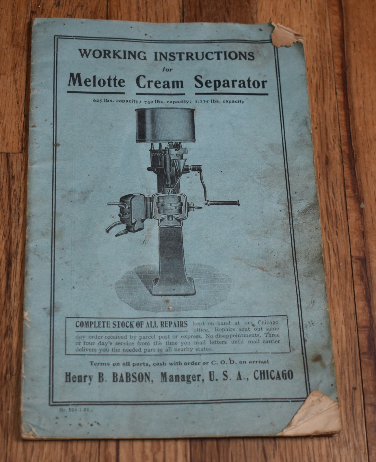 Vintage Melotte Cream Seperator Working Instructions Manual Book