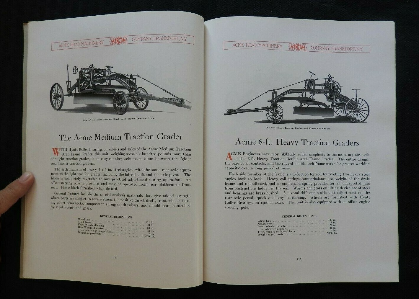 1927 ACME MACHINERY COMPANY “ROAD GRADERS” CATALOG BROCHURE TANKERS FRANKFORT NY