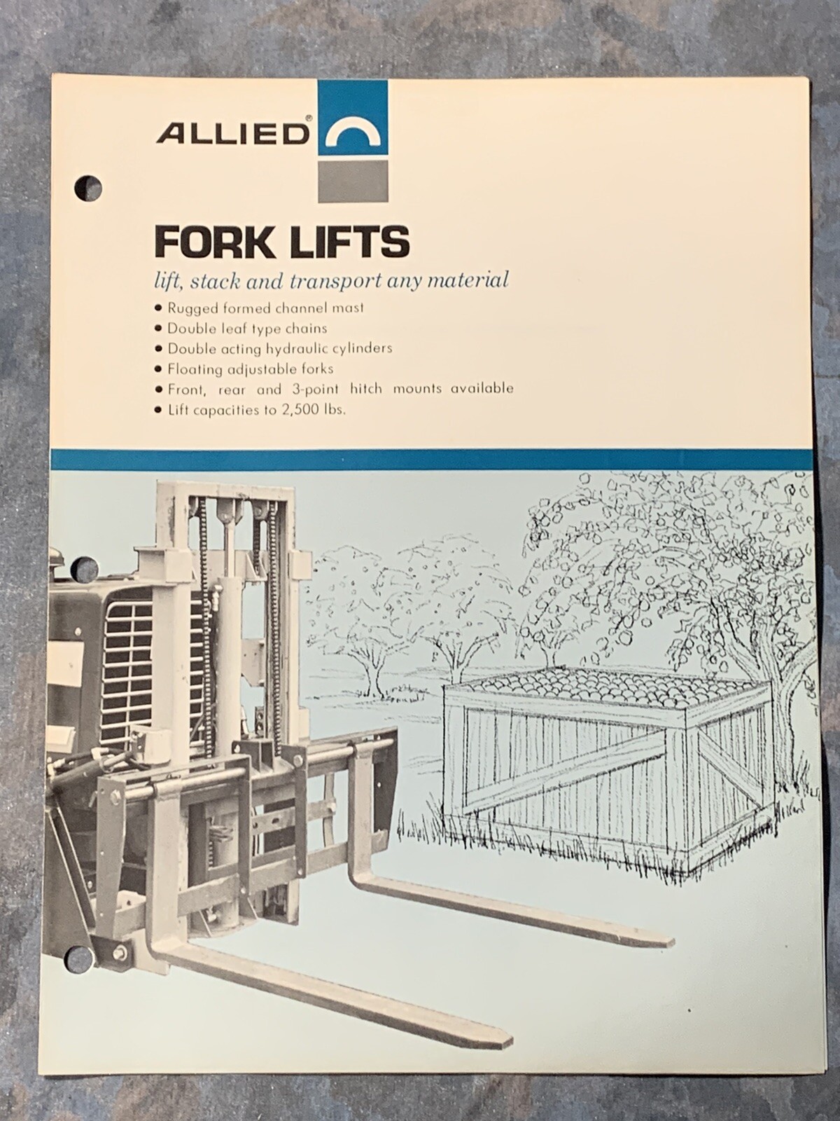 Allied Fork Lifts ~ Chicago IL ~Sales Info Catalog Pg~ Vintage