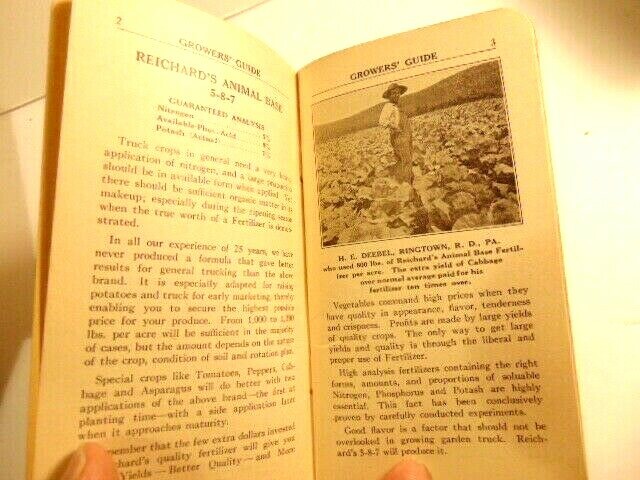 old fertilizer advertising booklet: Reichard’s Grower’s Guide (Allentown, PA)