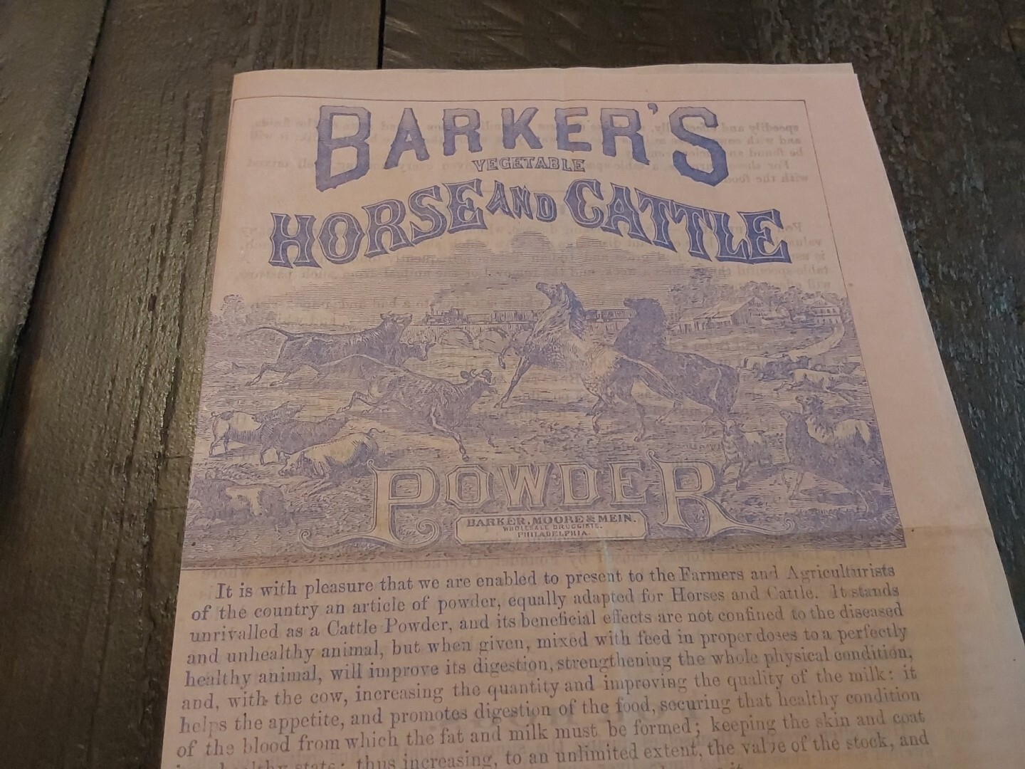 Barkers vegetable Horse & Cattle Powder Advertising Envelope & Brochures 1800s