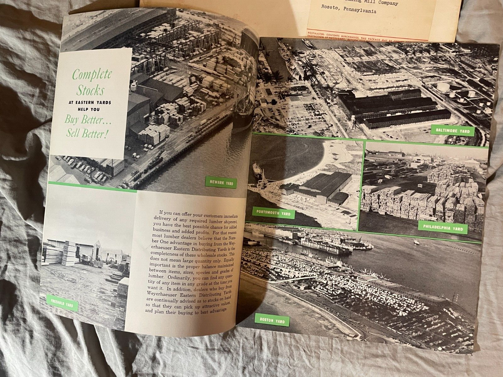 1950’s Weyerhaeuser Eastern Distributing Yards Brochure Pamphlet Lumber Vintage