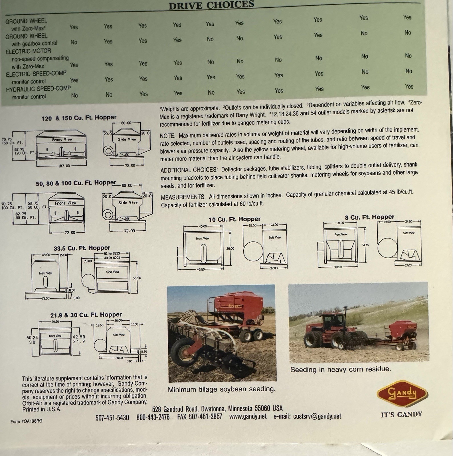 Vintage 1998 Grandy Orbit-Air Seeder Farm Equipment Dealer Sales Brochure