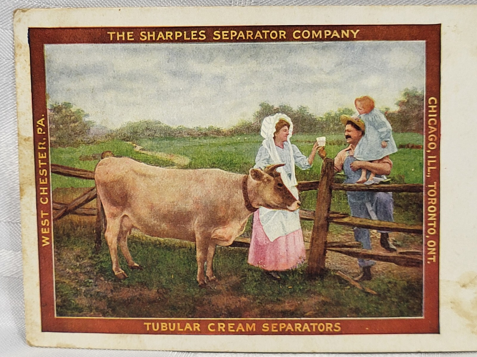 ANTIQUE TUBULAR CREAM SEPARATORS ADVERTISING POSTCARD EARLY AD FARM JERSEY COW