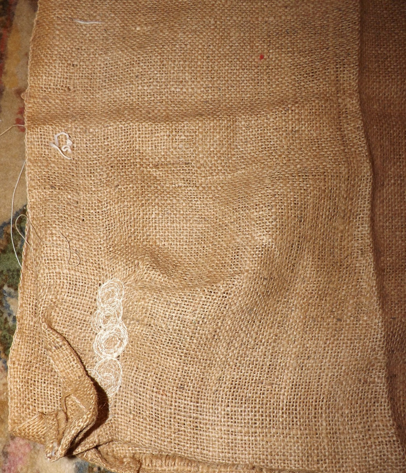 Vintage-Large Burlap-Bag-PRODUCER’S QUALITY FEED & SEED HAND SEWN REPAIRS EXC.