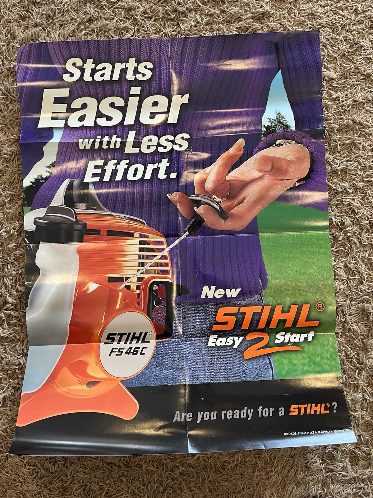 Vintage 2003 Stihl Easy 2 Start FS 46C Advertising Poster Folded Damage Tool
