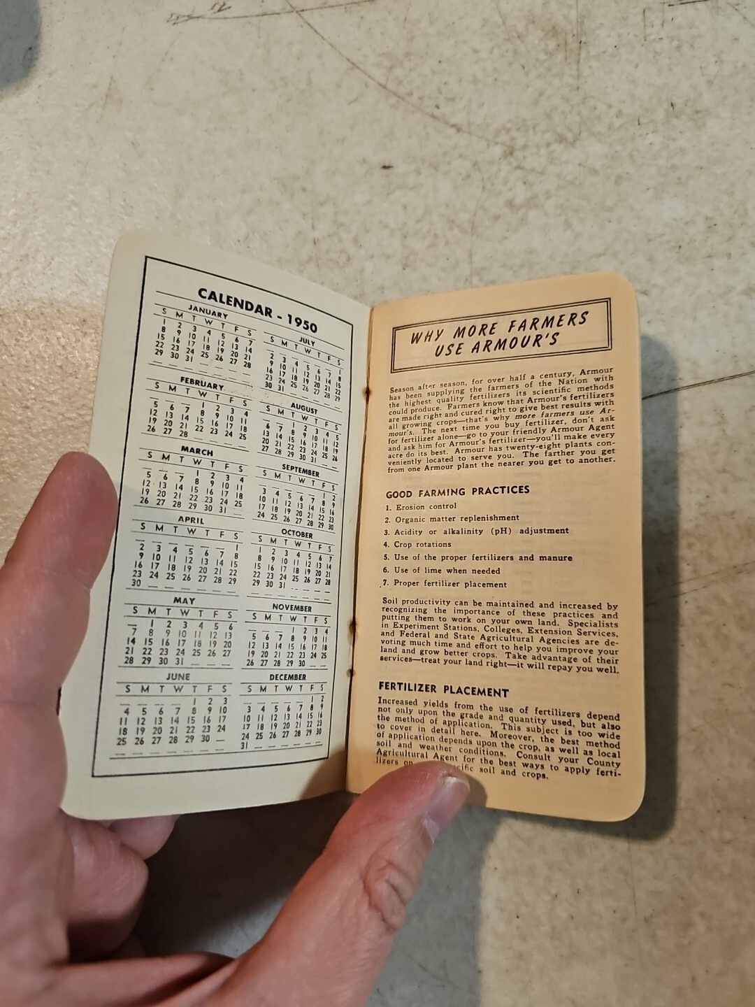 VTG 1950-51 Agriculture Armour’s Big Crop Fertilizer’s Calendar Notepad