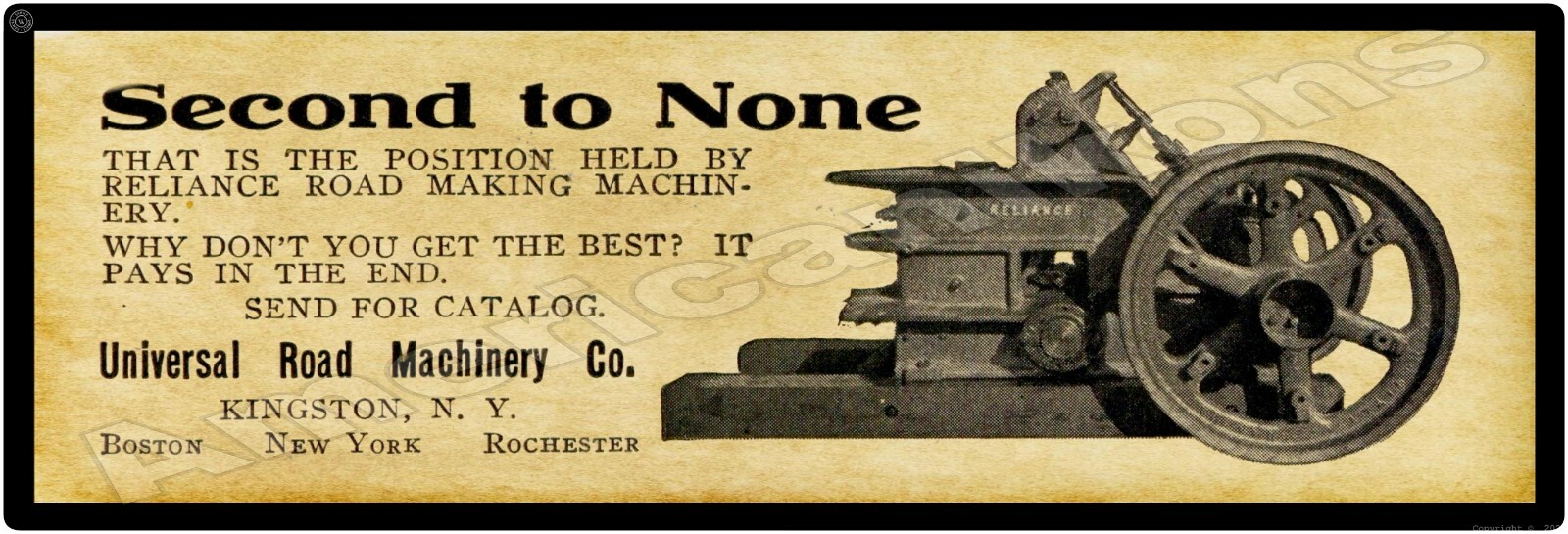 1913 Universal Road Machinery New Metal Sign: 6″ x 18″ Long – Ships Free
