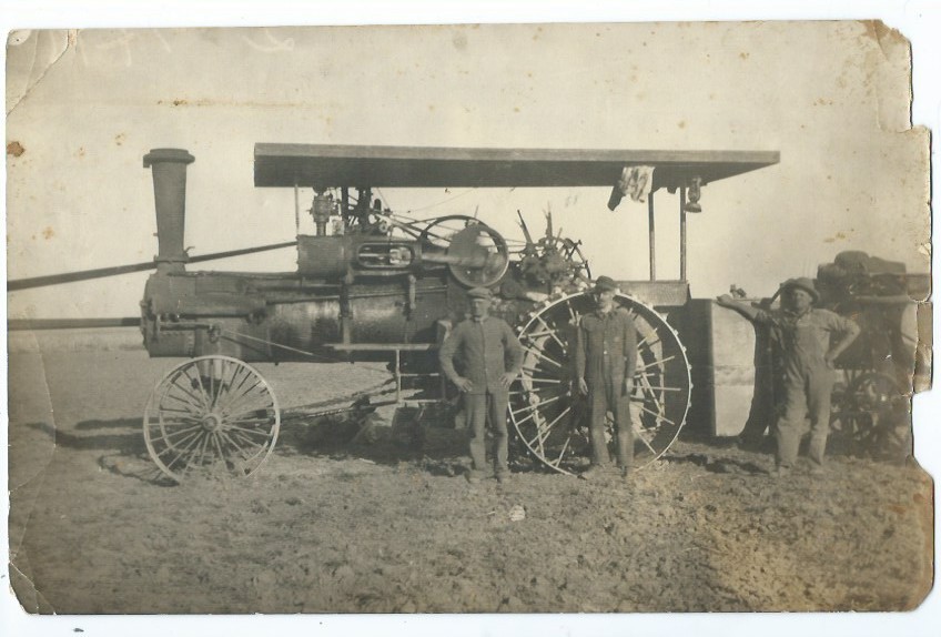 11″x7″ FANTASTIC vtg STEAM TRACTOR photo FARM Saw Mills Plow Engines Michigan +5