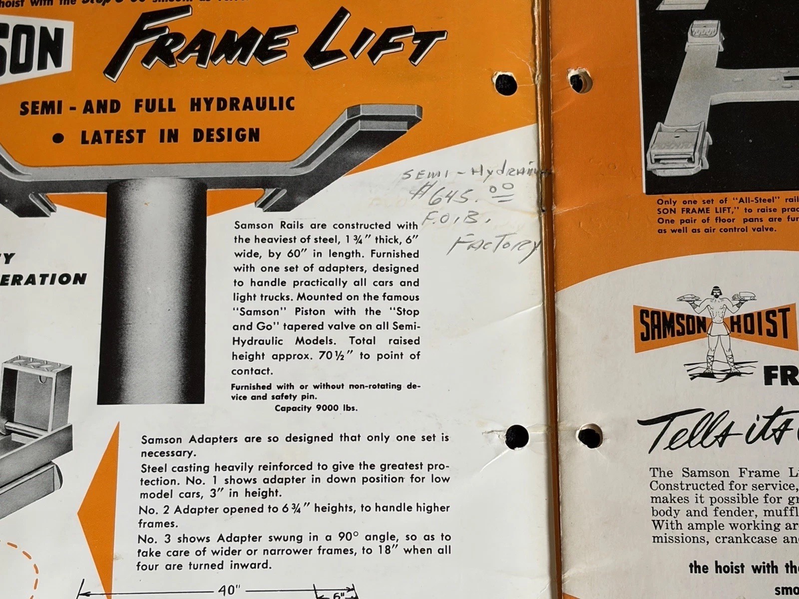 Vintage Original Samson Mfg Hoist Catalog Platform Industrial Equipment Supplies