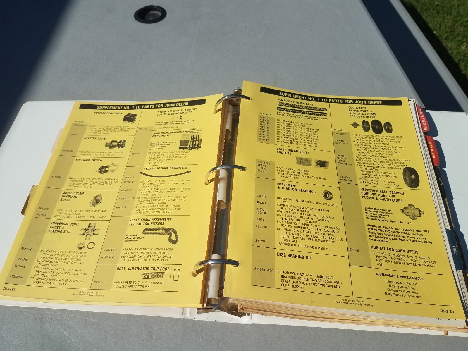 1970s Tractor Implement Supply Co. Parts Book John Deere Ford Allis Chalmers IH