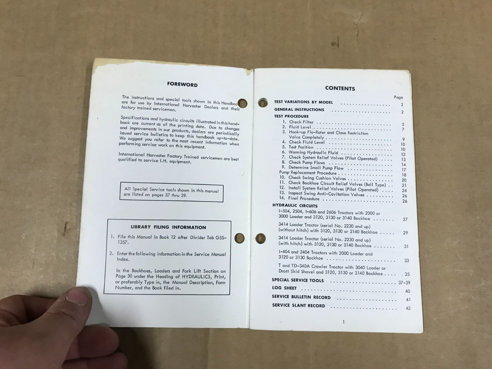 Vintage Blue Ribbon Serviceman’s Handbook- Testing Hydraulic Systems On Backhoes