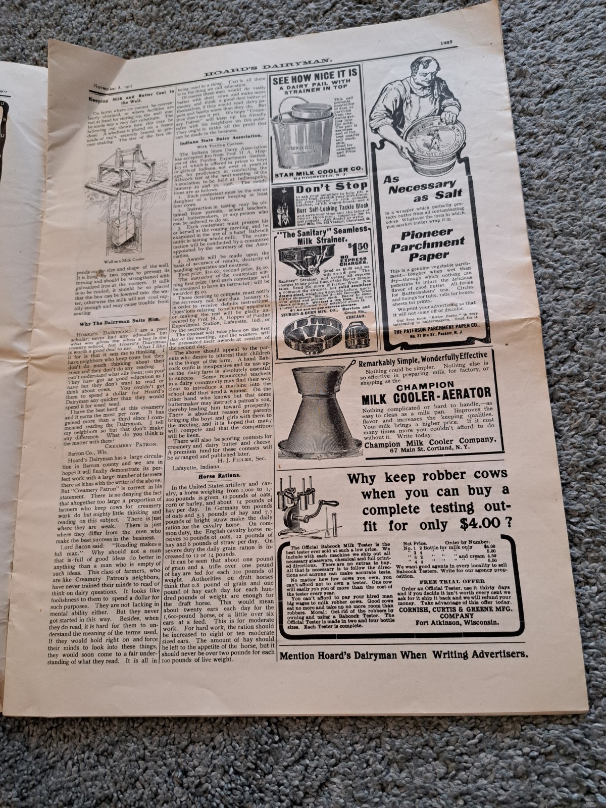 November 8 1907 Hoard’s Dairyman Newspaper Dairy Farming Magazine