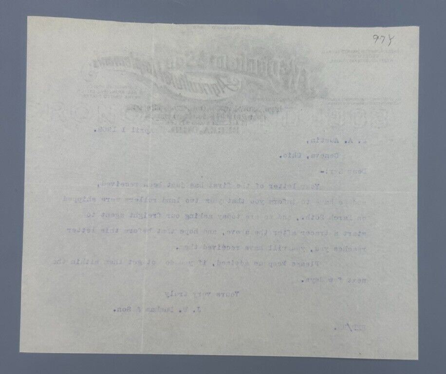 1909 Dunham ROAD ROLLER Antique FARM MACHINERY Advertising Letter BEREA Ohio