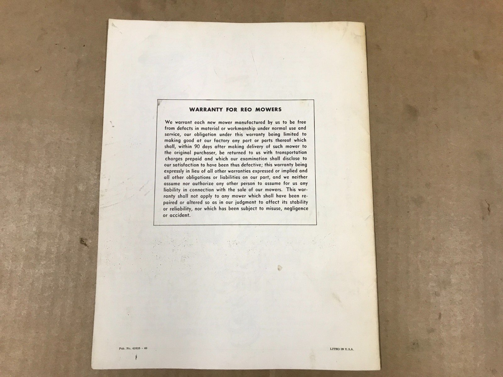 Vintage Reo Royale Power Motor – Operating Manual & Parts List