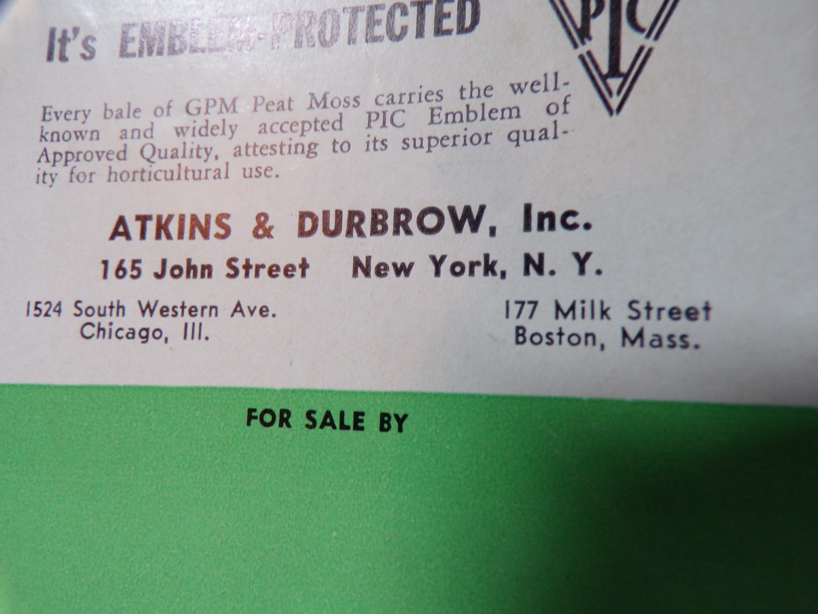 1939 Successful Gardening GPM Peat Moss Vntg Brochure Atkins & Durbrow New York