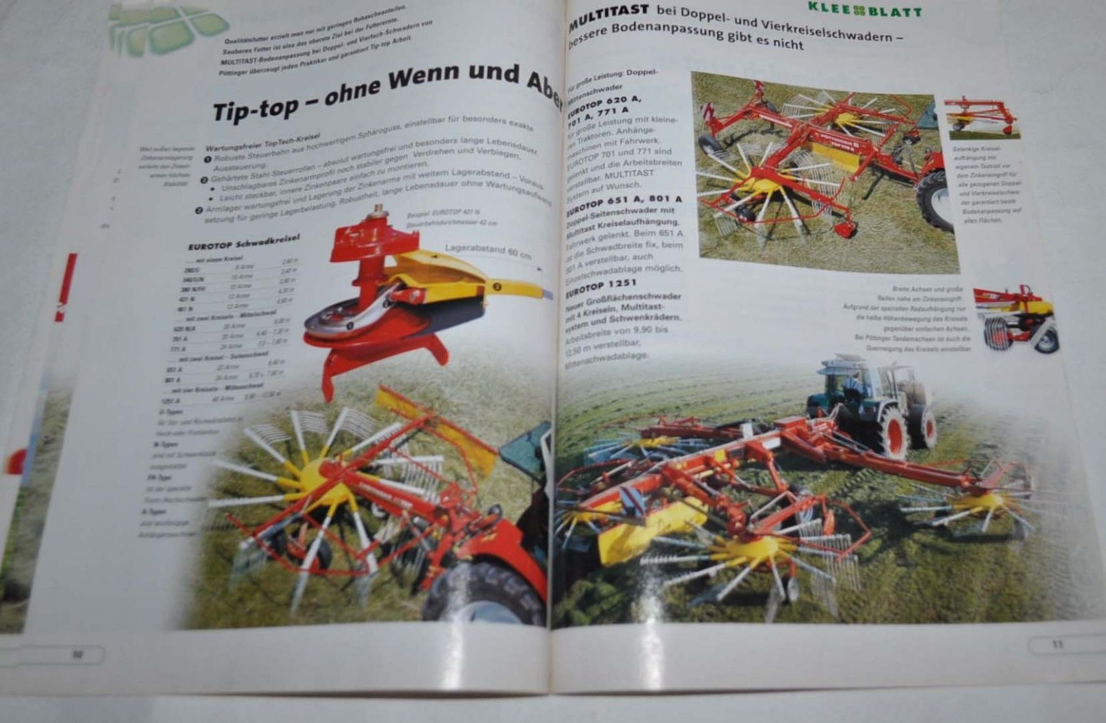 Pottinger Klee Blat Landmaschinen Traktor Tractor Brochure Prospekt