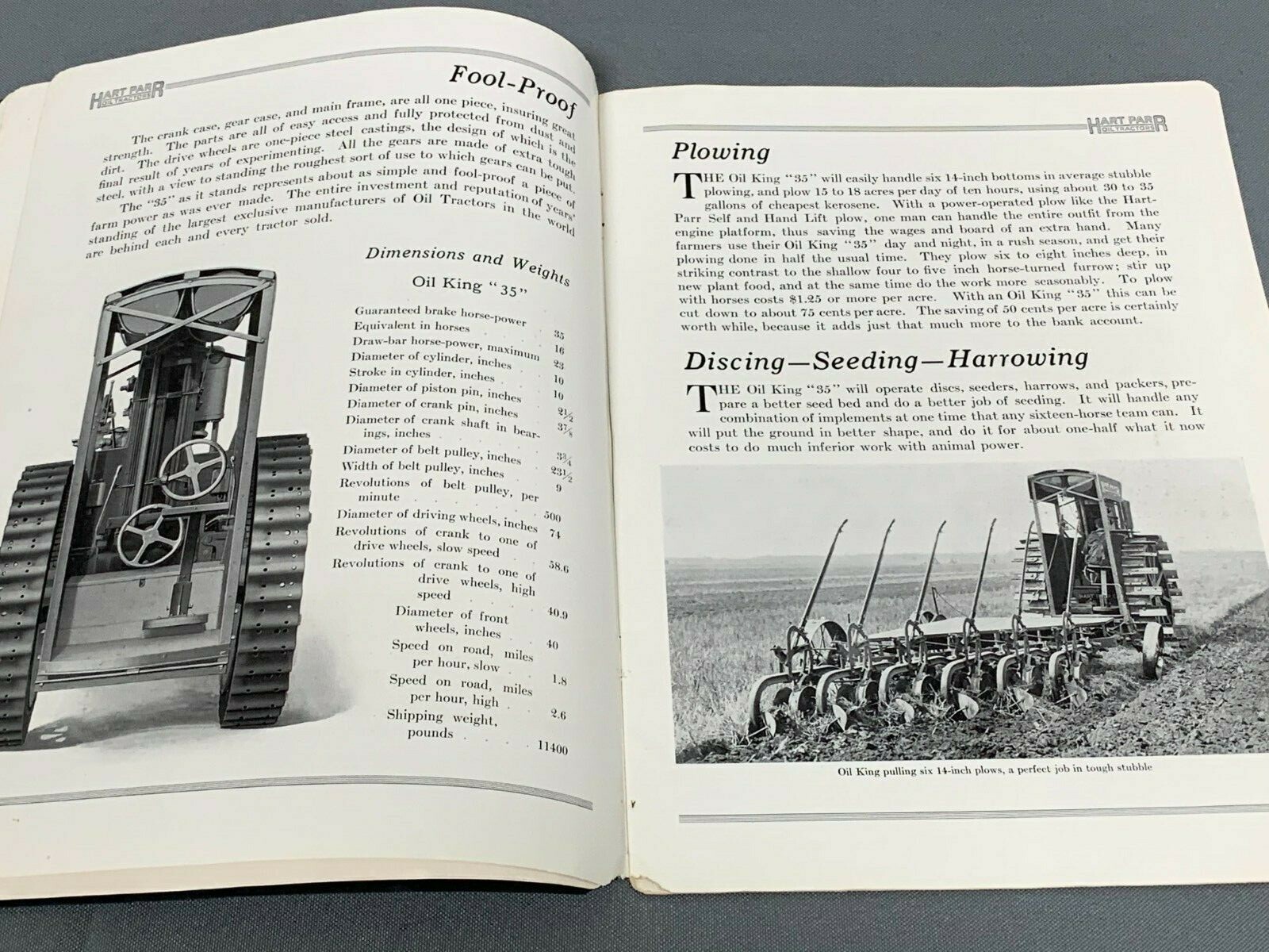 Vintage 1910’s HART PARR OILKING 35 Prairie Tractor Sales Brochure Catalog RARE
