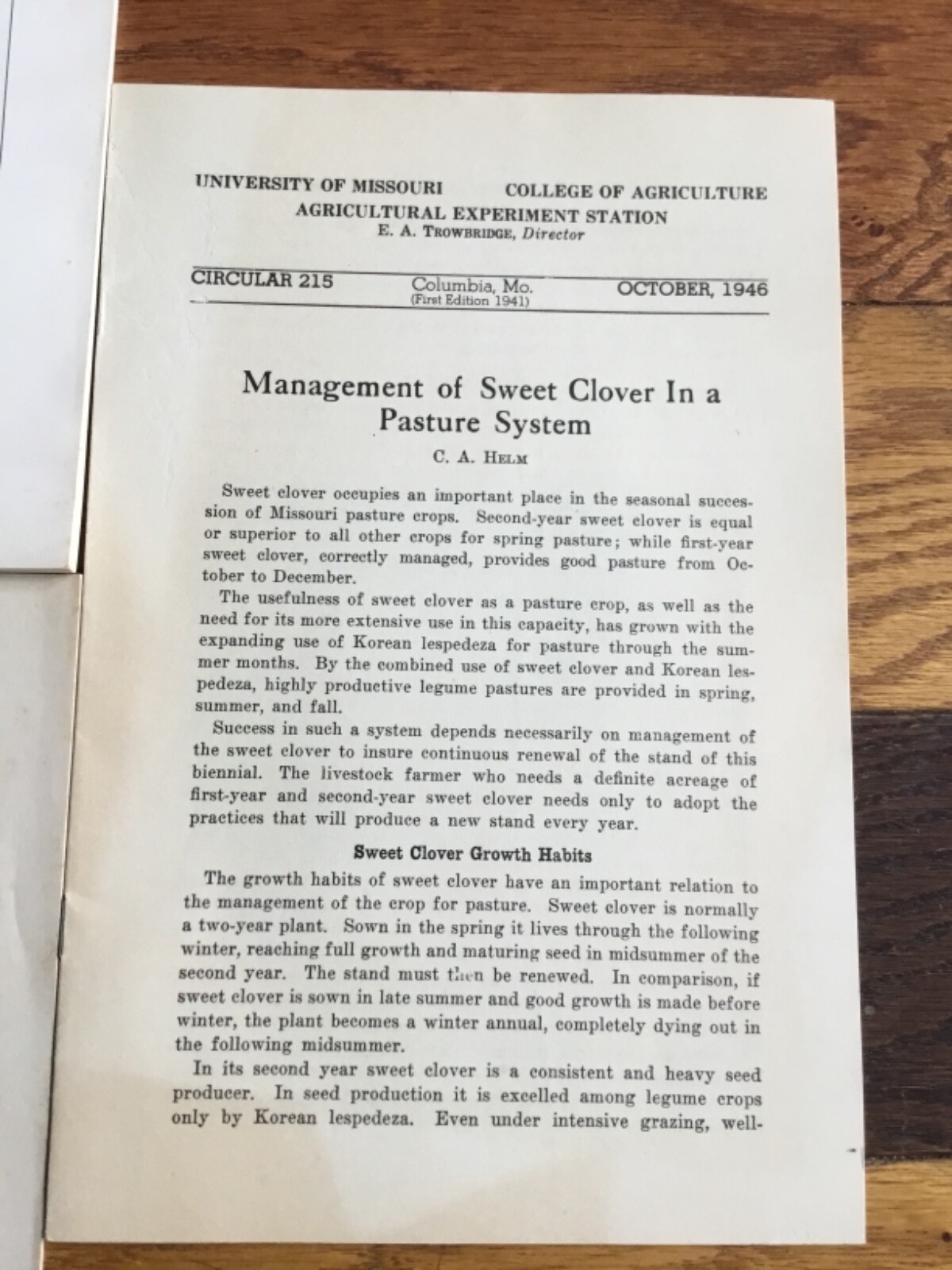 WWII Era Brochure x5 Univ. of MO crops, pastures,wheat, lespedeza+ 1930’s-40’s