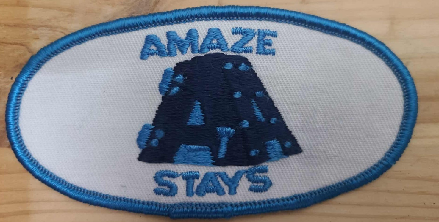 Vintage Amaze Stays Embroidered Patch Blue Border Collectible Iron-On Badge