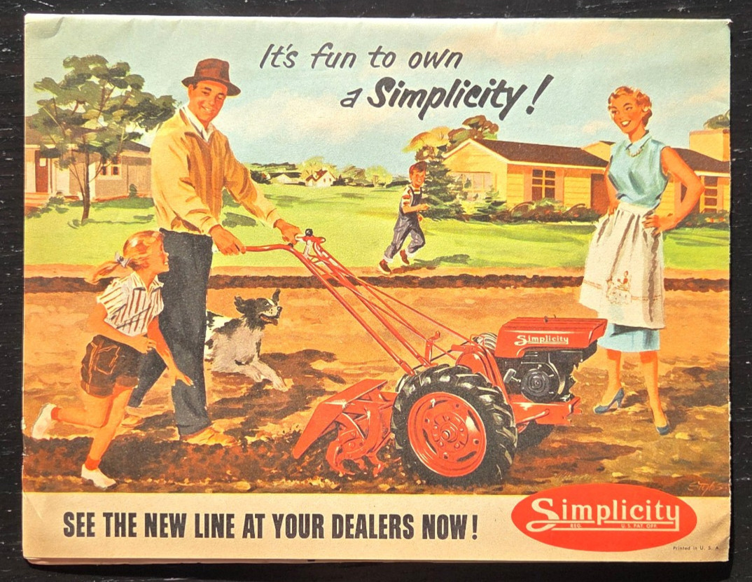 1950’s SIMPLICITY TRACTOR’s & ROTARY TILLER POSTER SIZE BROCHURE AWESOME!