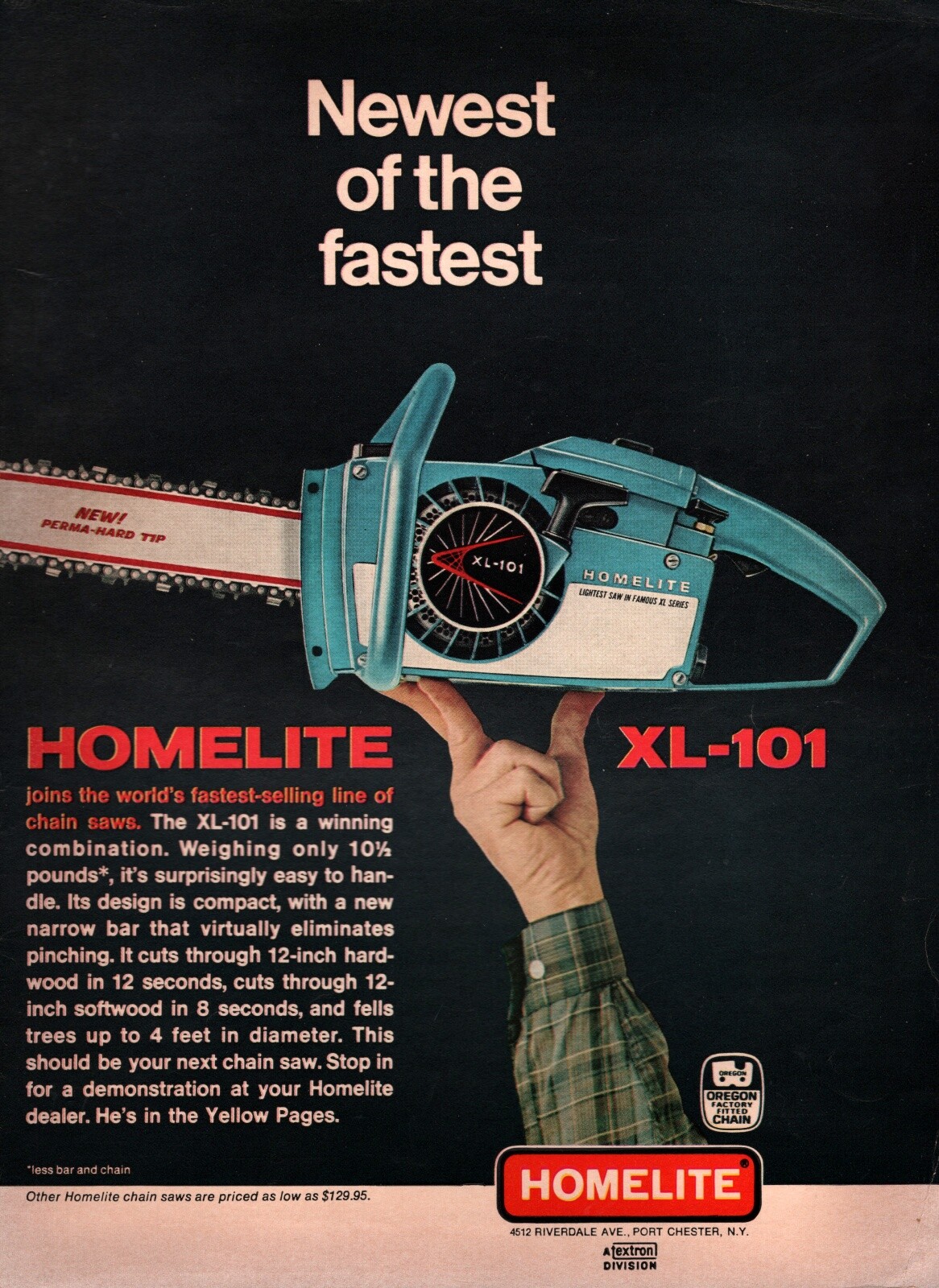 1968 Homelite XL-101 Chainsaw Original Color Ad