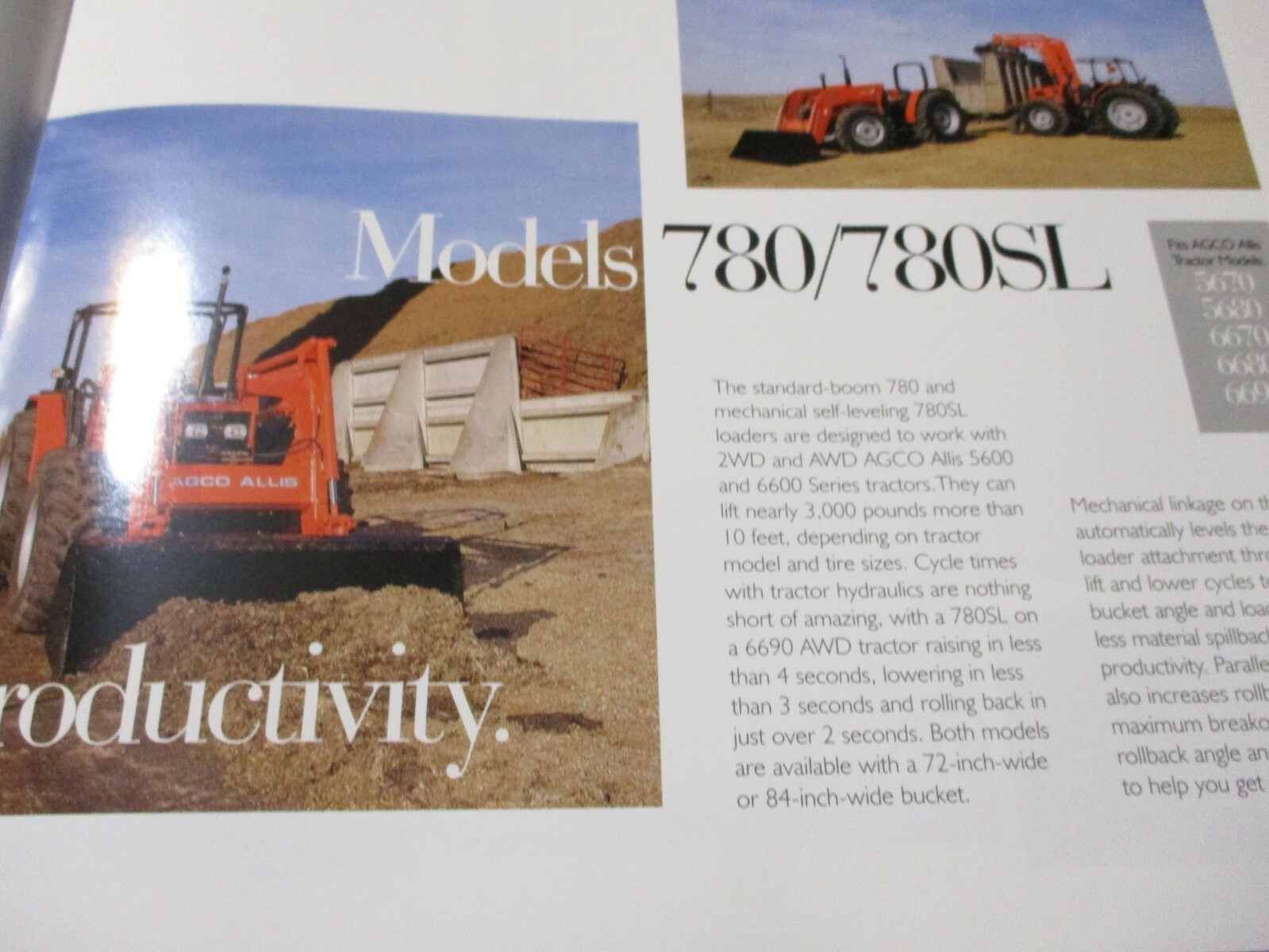 Agco Allis 680-780/SL-880/SL-980 Loaders Sales Brochure 1996