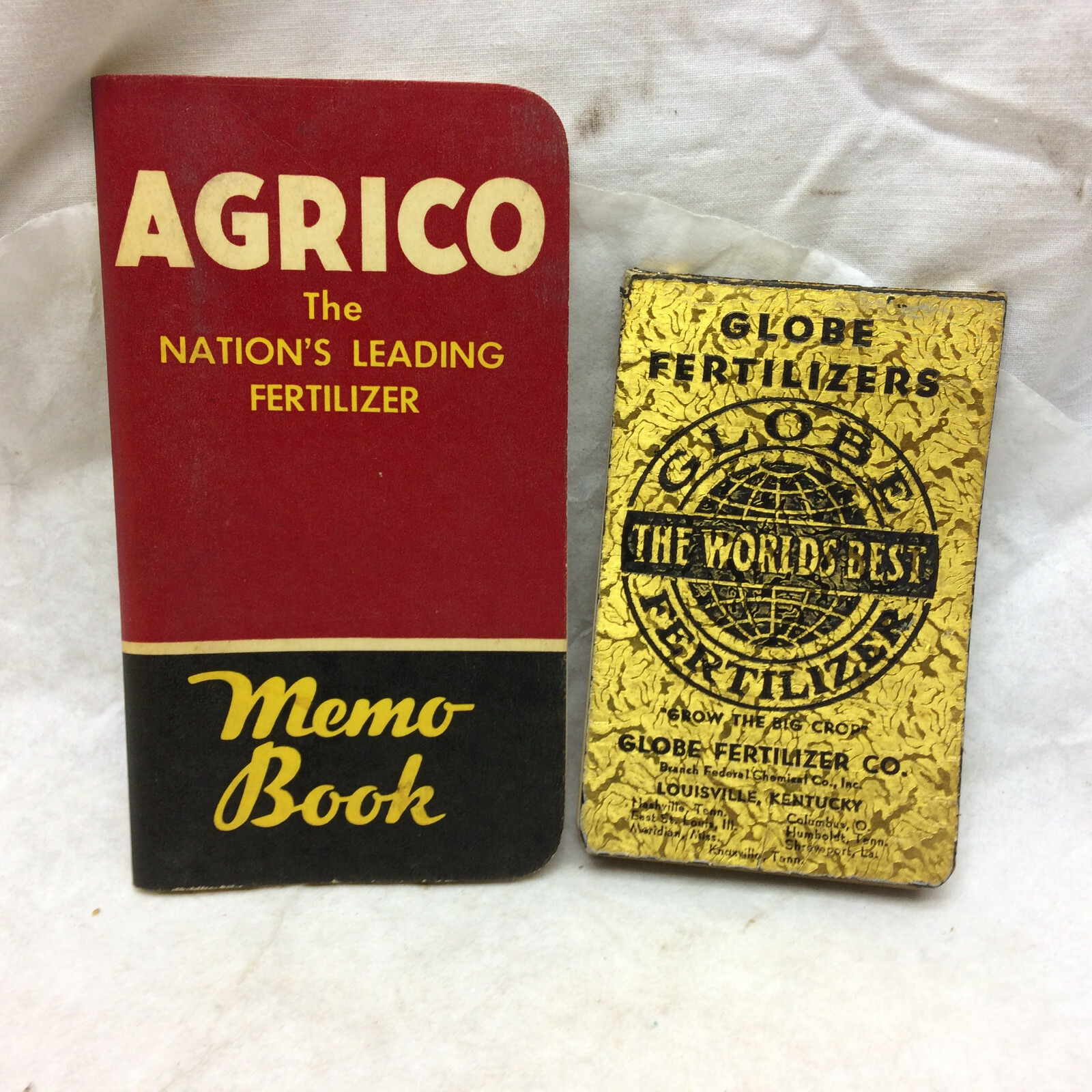 2 Vtg 1950’s Pocket Notebook Advertising Agrico Fertilizer & Globe Fertilizers