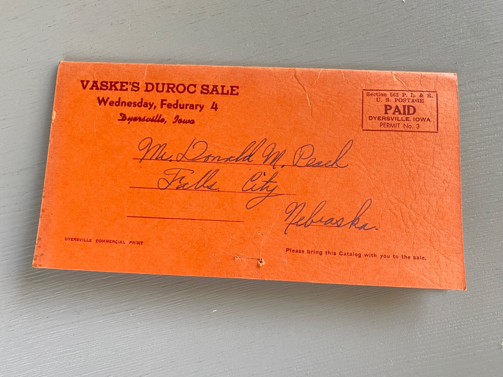 Vintage Duroc Bred Sow Hogs Pigs Sale Catalog Book Dyersville Iowa 1948 Farm Ag