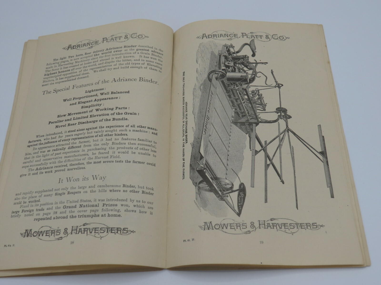 Vintage 1895 ADRIANCE BUCKEYE Harvesting Binder sales Brochure Catalog ORIGINAL